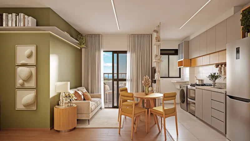 Sala e cozinha integradas — Parque Vila de Setiba
